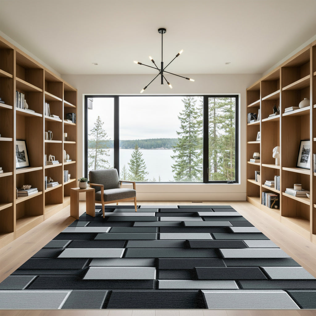 Monochromatic Stacked Rectangular Blocks Rug
