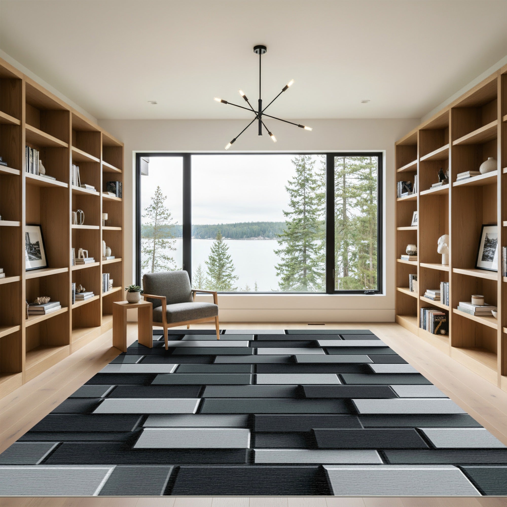 Monochromatic Stacked Rectangular Blocks Rug