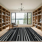 Modern Monochrome Vertical Striped Minimalist Rug