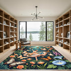 Whimsical Golden Butterfly Enchanted Garden Rug