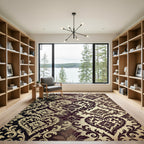 Burgundy Cream Baroque Heart Scroll Rug