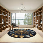 Celestial Gold Sun and Moon Mandala Rug