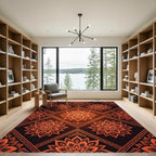 Radiant Amber Floral Diamond Tile Rug