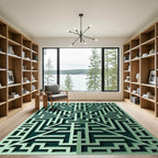 Mint Green Geometric Maze Rug