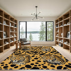 Elegant Golden Leopard Spot Animal Art Rug