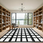 Minimalist Black and White Grid Window Rug