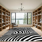 Bold Monochrome Zebra Wave Rug