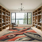Abstract Burnt Orange Driftwood Streamlined Texture Rug