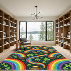 Whimsical St. Patrick Rainbow Clover Gold Rug