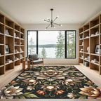 Elegant Floral Swirl Cream Sepia Rug