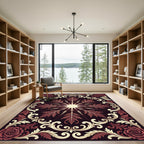 Dark Crimson Floral Baroque Medallion Rug