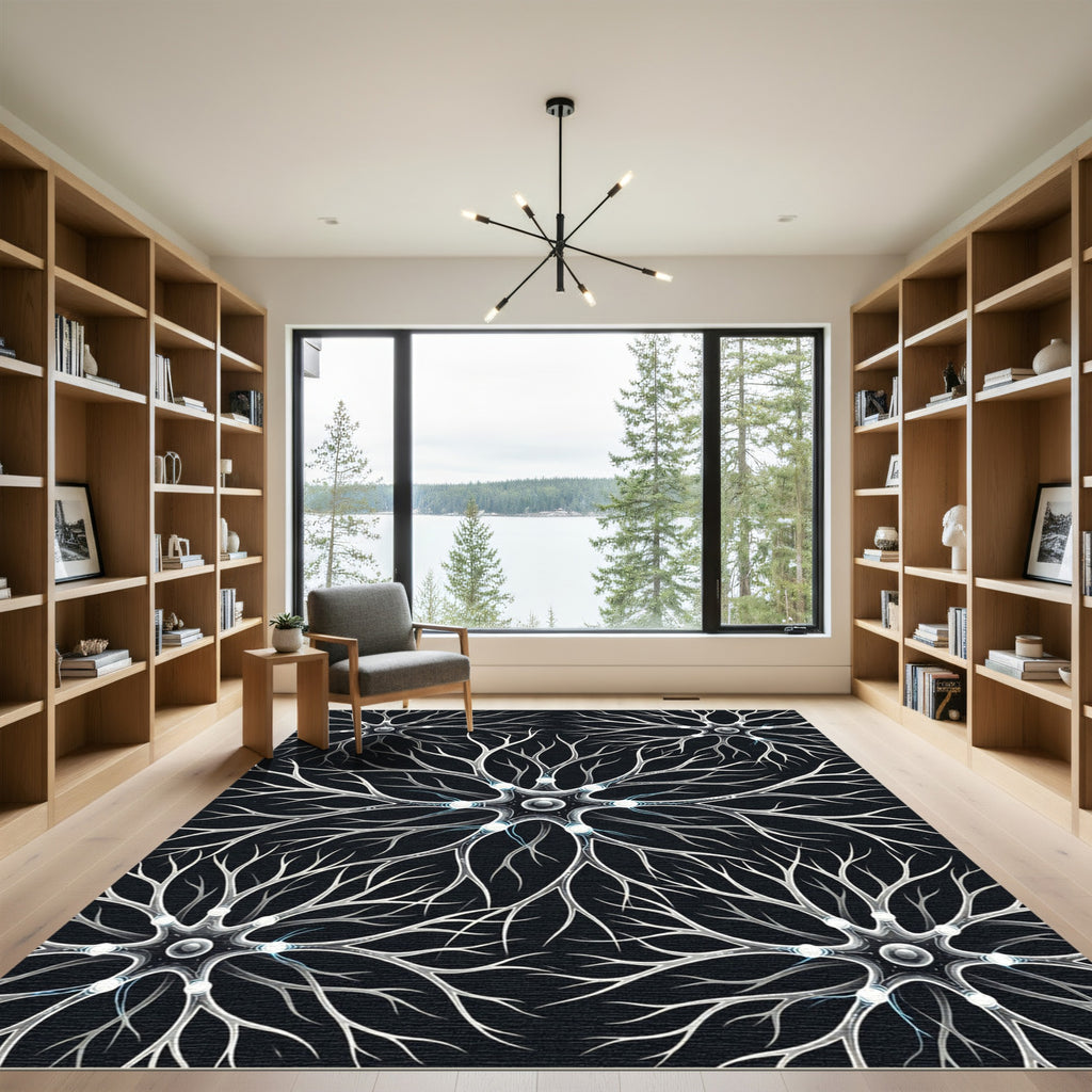 Abstract White Neuron Network Rug