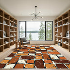 Rustic Brick Red Tones Scattered Rectangles Rug
