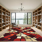 Radiant Red Cream Geometric Tessellation Rug