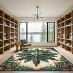 Rustic Oxidized Copper Star Scroll Ornament Rug