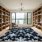 Winter Snowflake Scatter Dark Background Rug