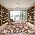 Ornate Brown Pink Acanthus Scroll Rug
