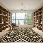 Golden Brown Chevron Geometric Diamond Rug