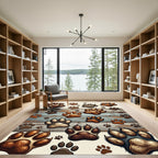 Rustic Animal Paw Track Wood Plank Rug