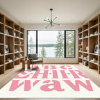 Pink Stencil Letter Abstract Rug