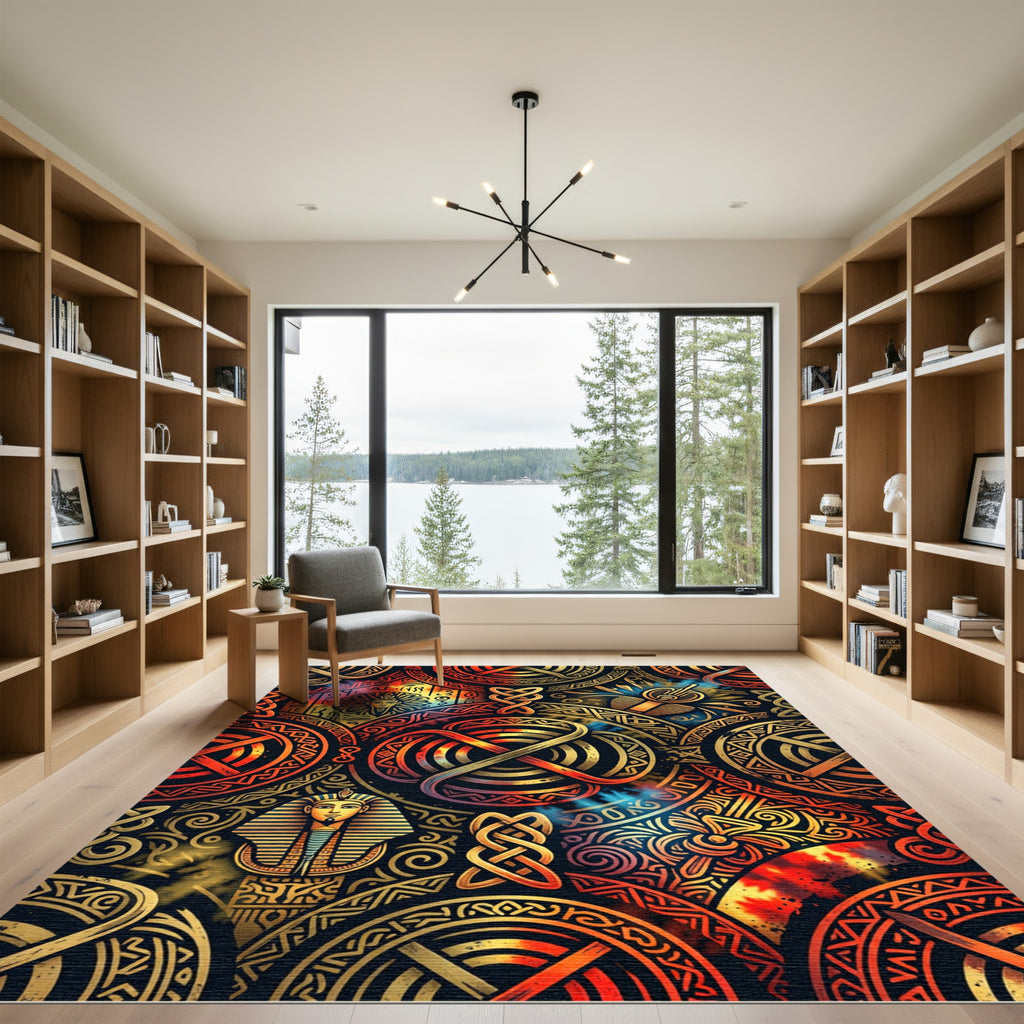 Ancient Egyptian Fire Medallion Rug
