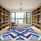 Ikat Blue Lily Chevron Medallion Rug