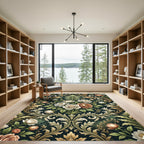 Victorian Rose Damask Floral Scroll Rug