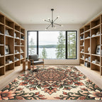 Elegant Peach Floral Medallion Illustration Rug