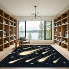 Radiant Golden Shooting Star Night Sky Rug