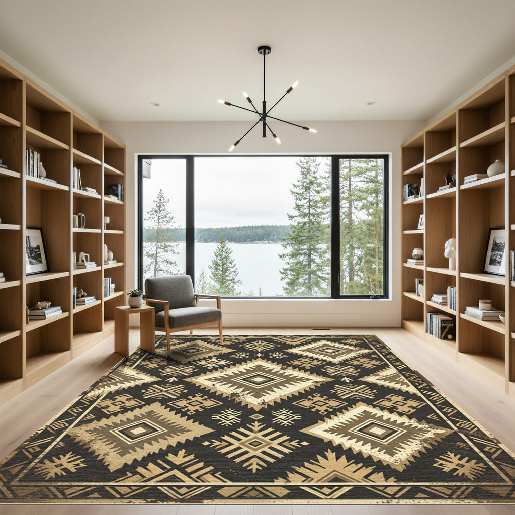 Earthy Geometric Tribal Diamond Rug