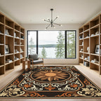 Ornate Sunburst Floral Frame Rug