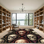 Gothic Ornate Skull Dark Damask Rug