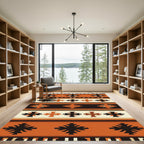Earthy Terracotta Geometric Southwest Striped Rug