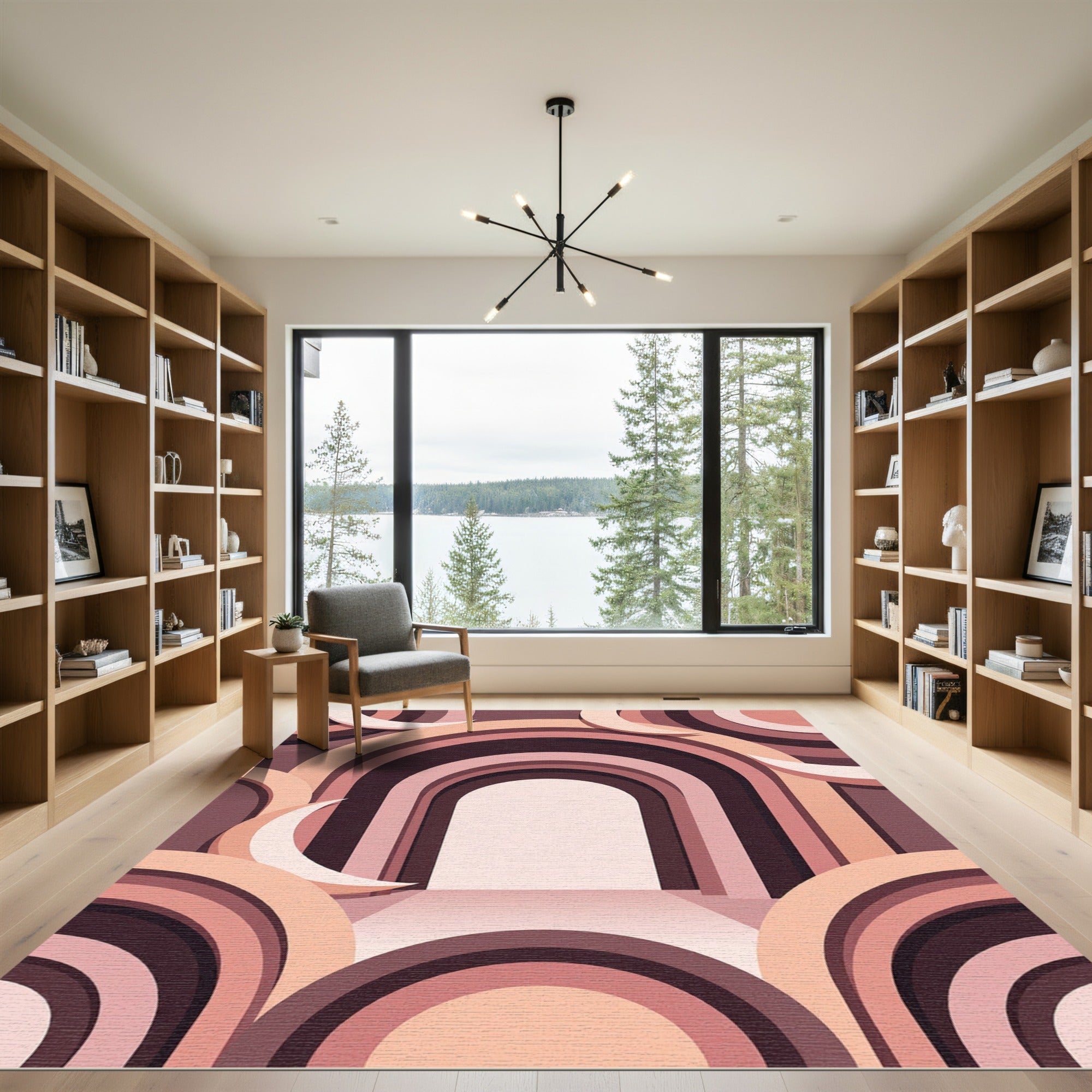 Abstract Dusty Rose Moon Archway Rug