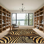 Golden Zebra Stripe Abstract Rug