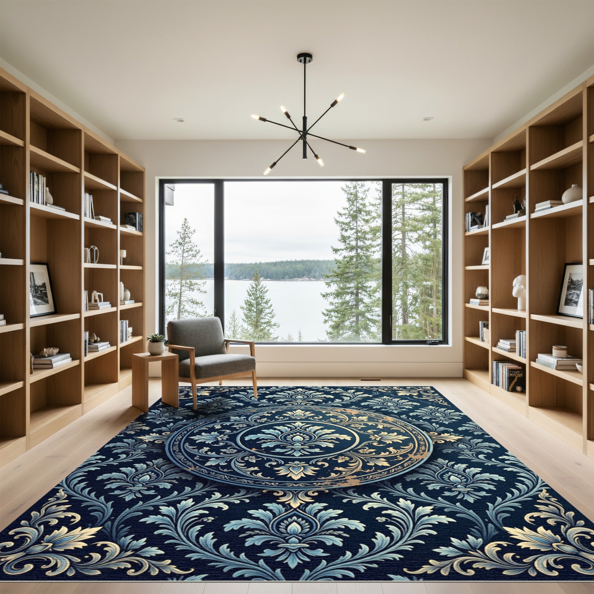 Elite Midnight Blue Filigree Medallion Rug