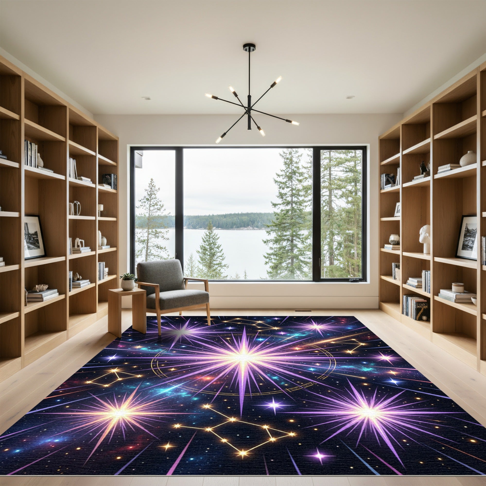Purple Cosmic Starburst Constellation Rug