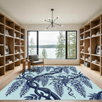Art Nouveau Blue Wisteria Blossom Vines Rug