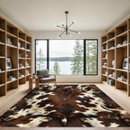 Rustic Brown and White Cowhide Hide Rug