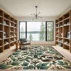 Vintage Botanical Scroll Floral Art Rug