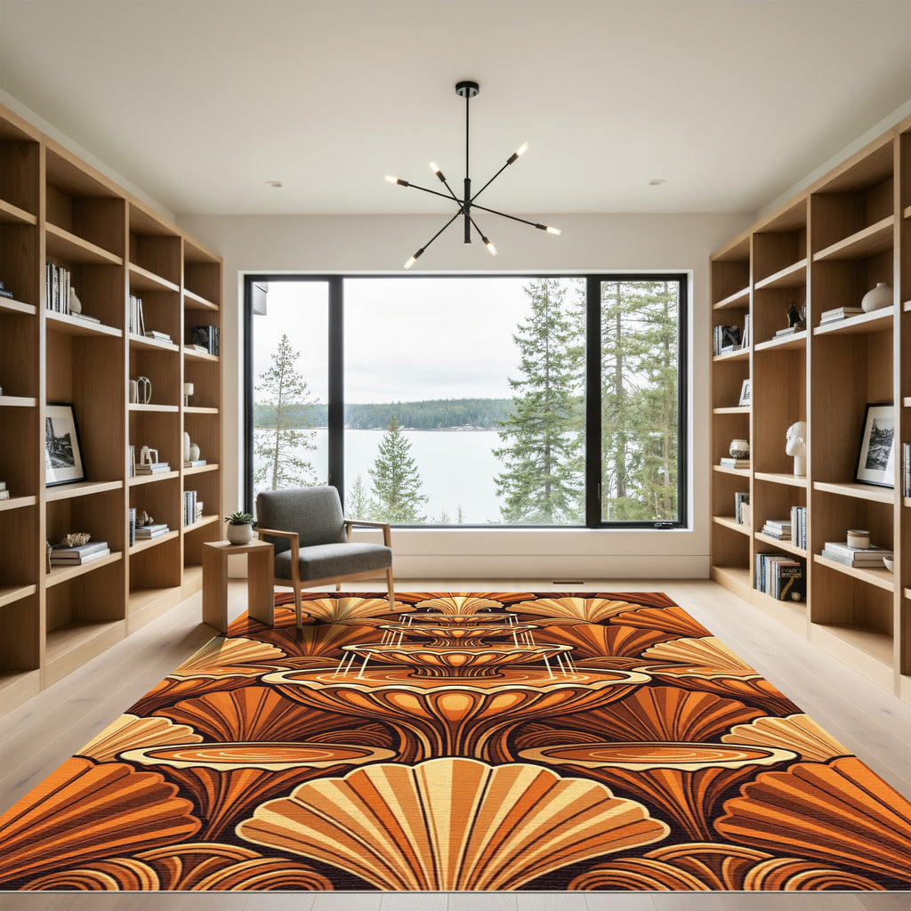 Orange Fountain Shell Geometric Rug