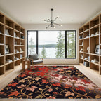 Crimson Autumn Maple Vine Scroll Rug