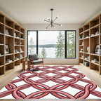 Interlocking Dusty Rose Circular Grid Rug