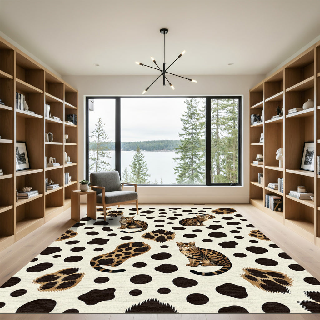 Brown Bengal Cats Animal Print Rug