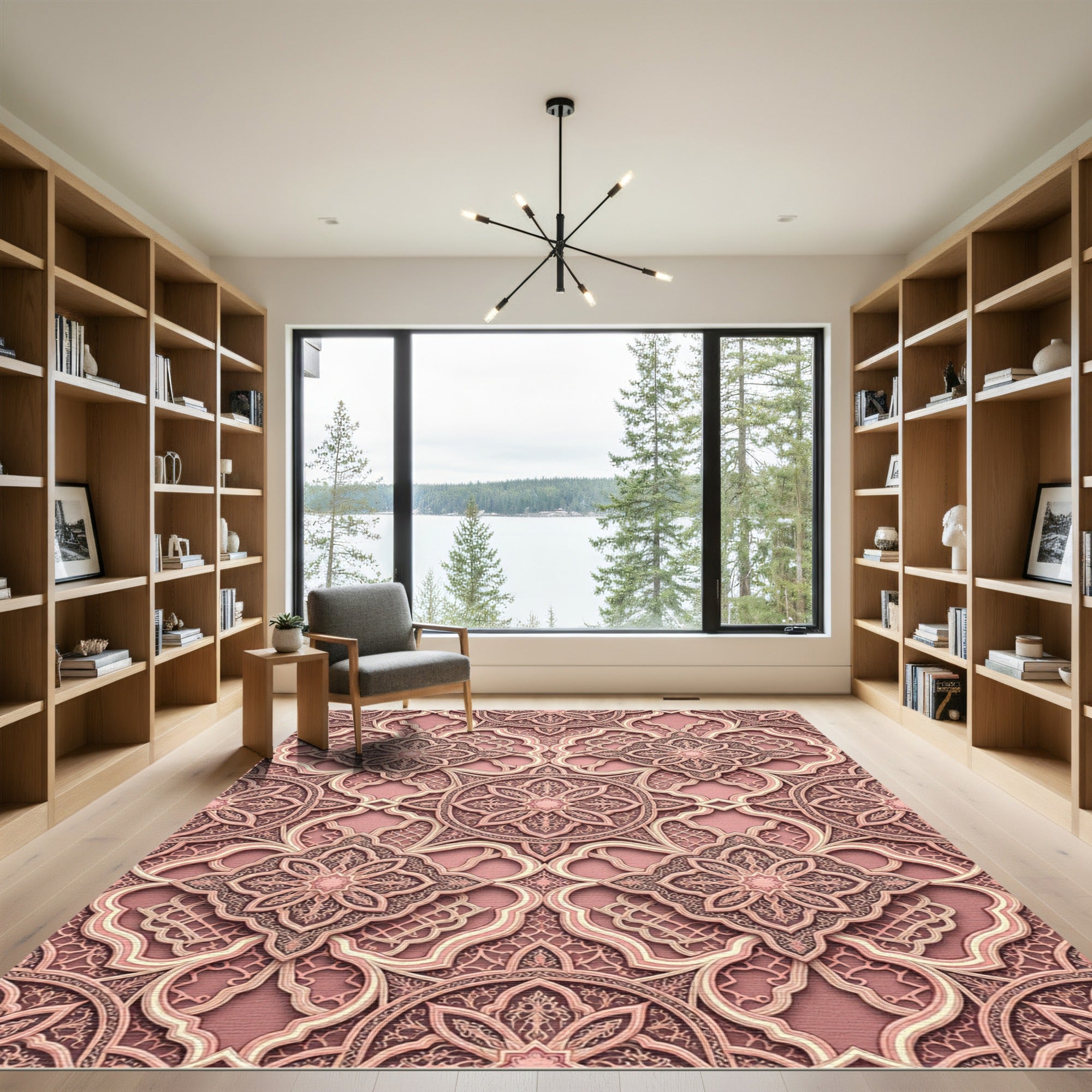 Rose Gold Intricate Mandala Arabesque Rug