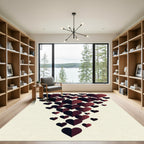 Modern Dark Gradient Heart Cascade Rug