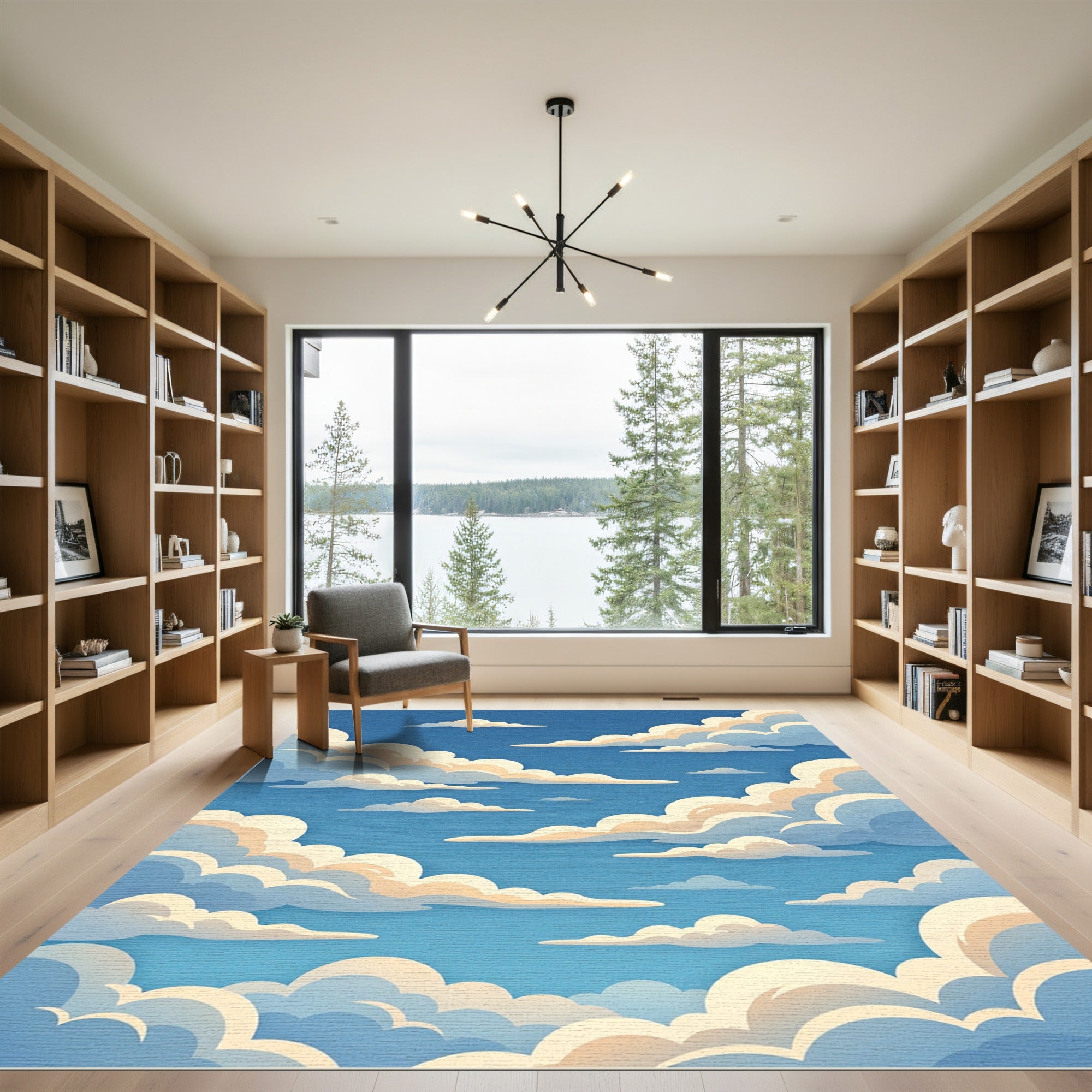 Dreamy Blue Sky Fluffy Clouds Rug