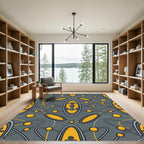 Gray Yellow Atomic Anchor Medallion Rug