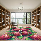 Vibrant Pink Strawberry Blossom Swirl Rug