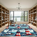 Coastal Lighthouses Crashing Waves Rug